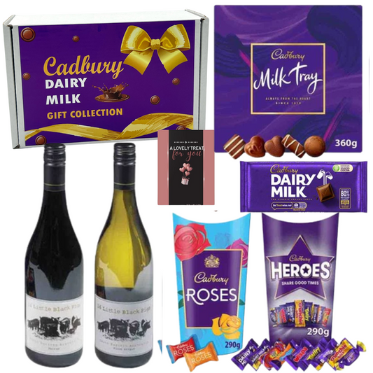  Indulgent gift basket with wine and chocolate treats