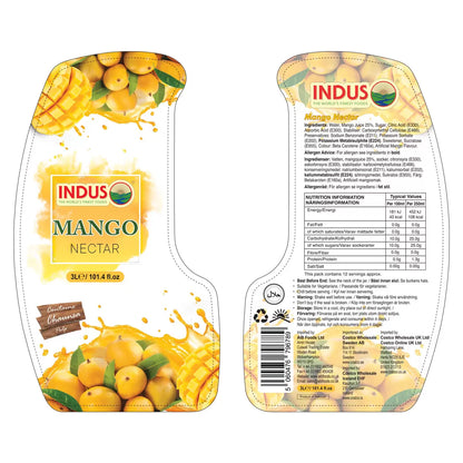 Indus Mango Nectar, 2 x 3L – a pure, delicious tropical beverage with natural mango flavor