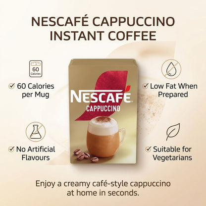 Low calorie 60 kcal per mug cappuccino coffee sachets