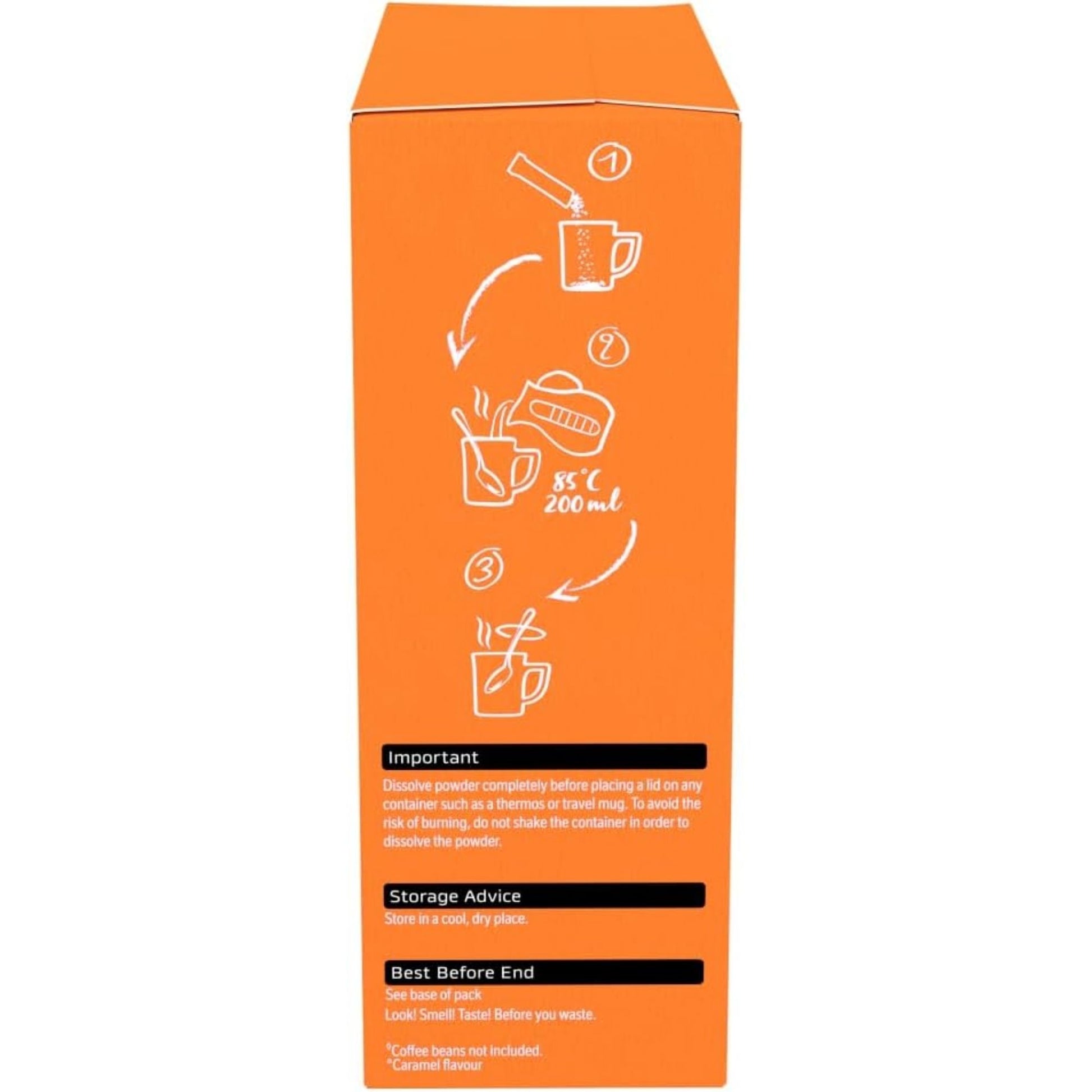Coffee with caramel flavour sachets