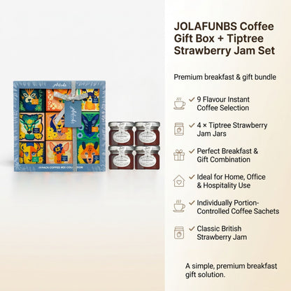 Instant coffee hamper with 9 flavour selection and jam jars