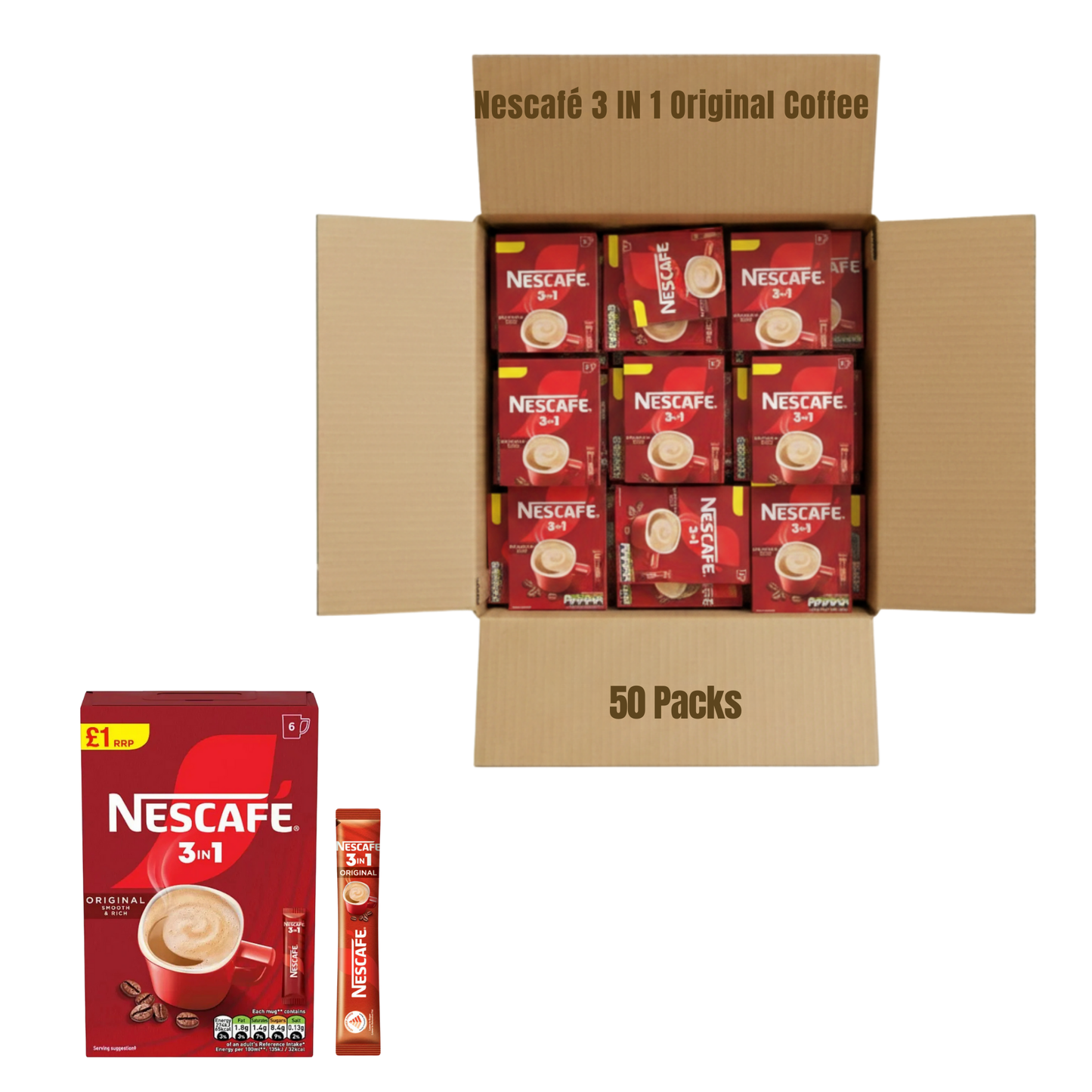Low fat instant coffee sachets with rich flavour