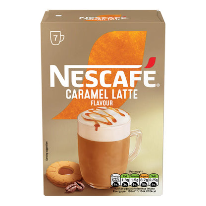 Latte-style coffee with caramel flavour