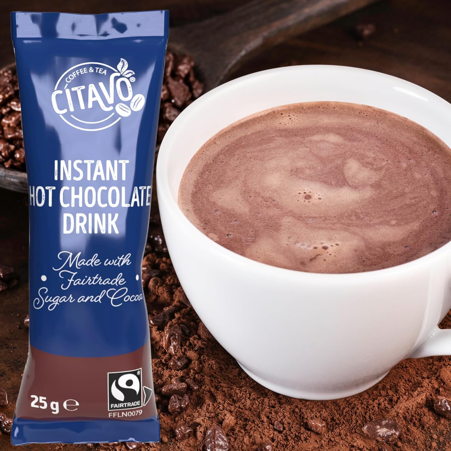 Fairtrade hot chocolate sachets for hospitality use