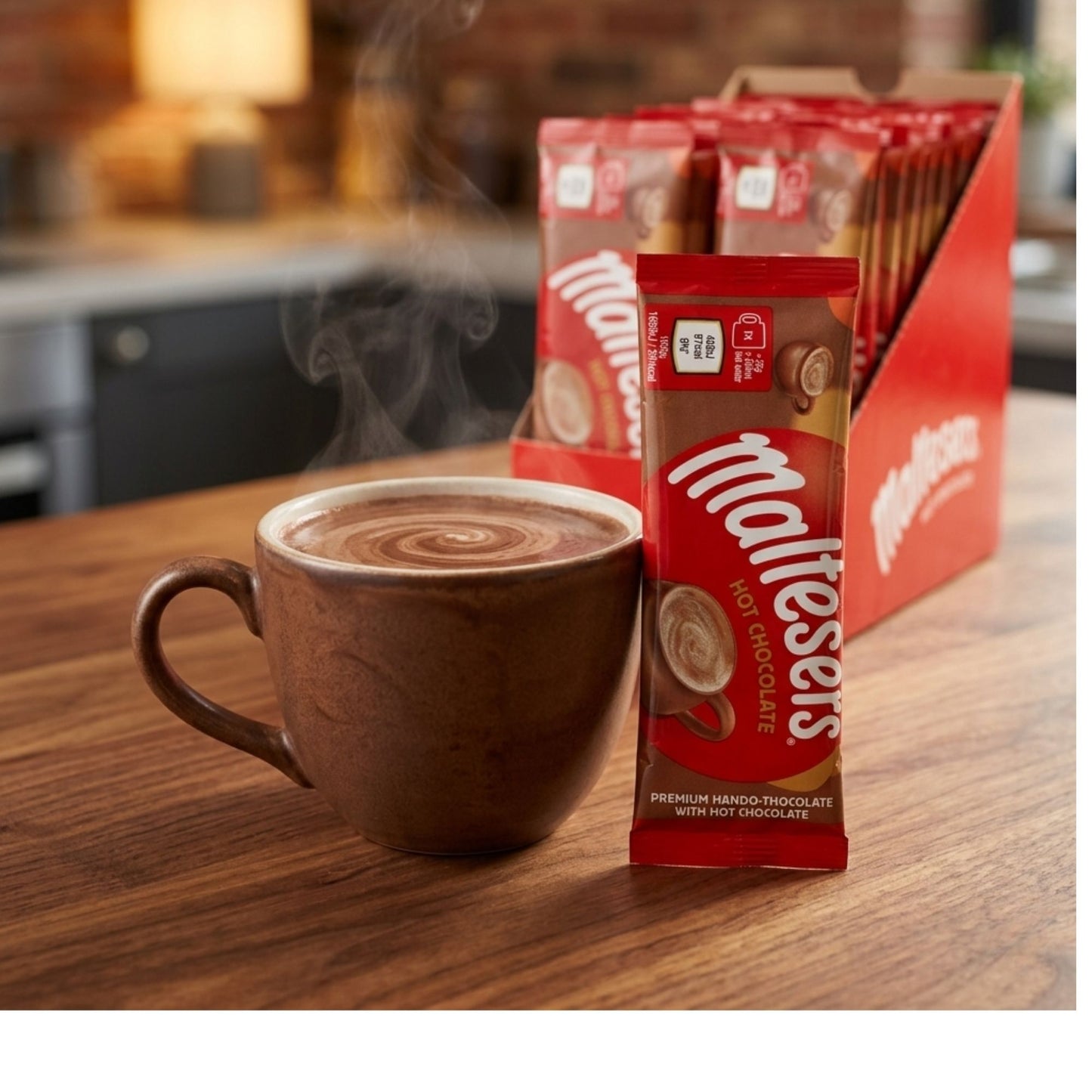 Creamy Maltesers hot chocolate drink with malty flavour