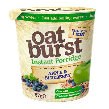 Individually portioned oatburst pots with apple and blueberry