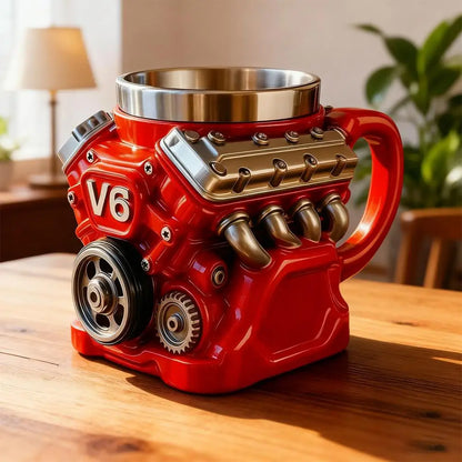 Car engine design metal coffee mug gift item