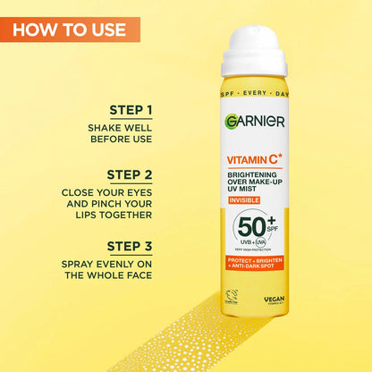 Anti dark spot sun protection spray Garnier formula