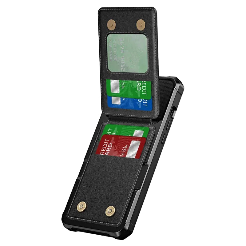 Shock absorbing iPhone phone case with card compartment