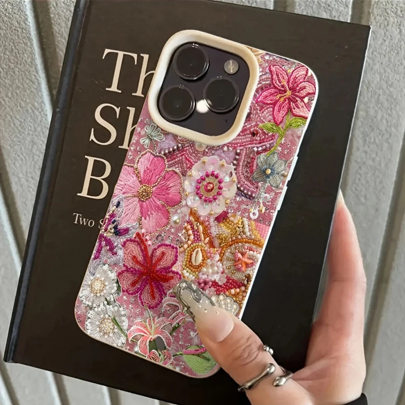 Fashion floral patchwork case for iPhone protection