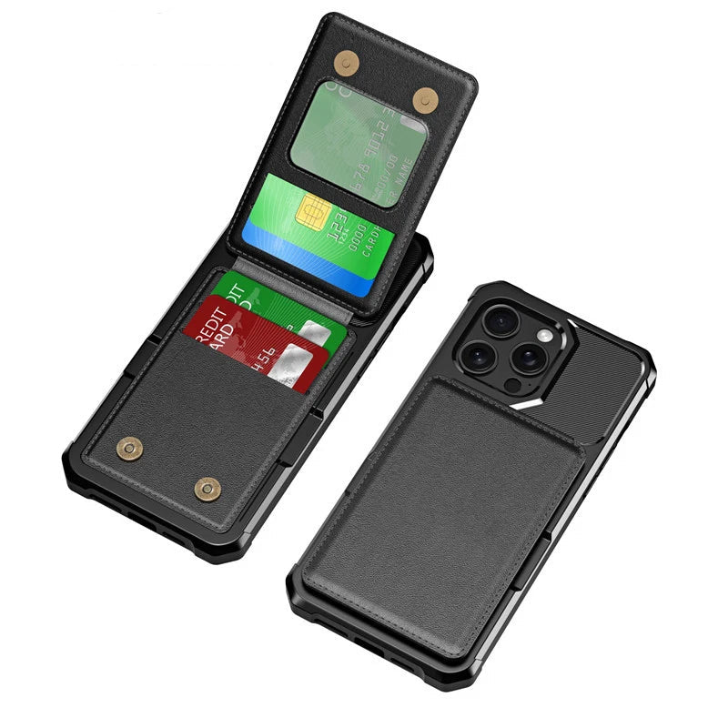 Vertical card slot wallet case for iPhone 17 to 13 series