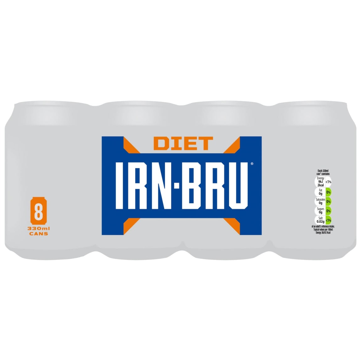 Irn-Bru Diet soft drink 330ml cans pack of 8