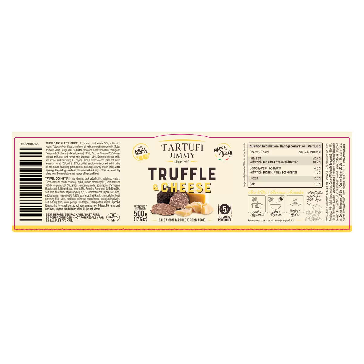 Italian gourmet truffle pasta sauce creamy cheese blend