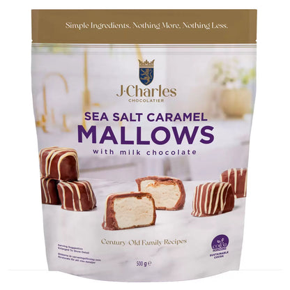 J.Charles Sea Salt Caramel Mallows 500g in milk chocolate
