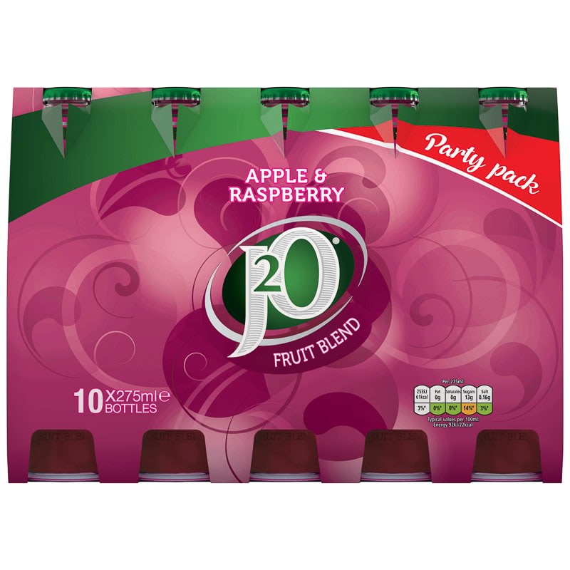 J2O Apple & Raspberry Juice Drink 10 x 275ml bottles