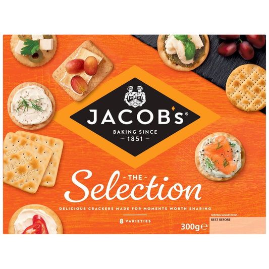 Jacob's Crackers The Selection 300g, 8 variety crackers for cheese boards