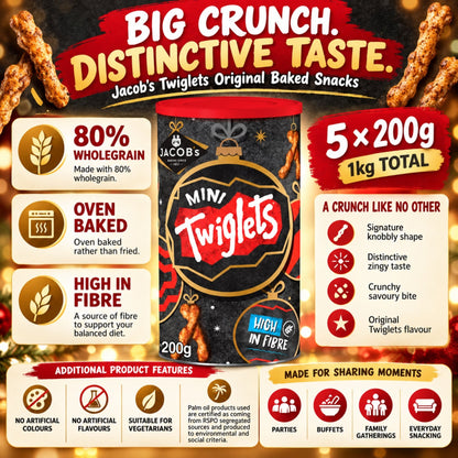 Five 200g packs of Jacob's Original Twiglets