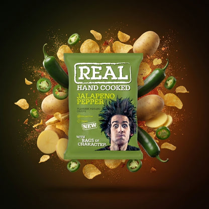 Spicy potato crisps in individual bags