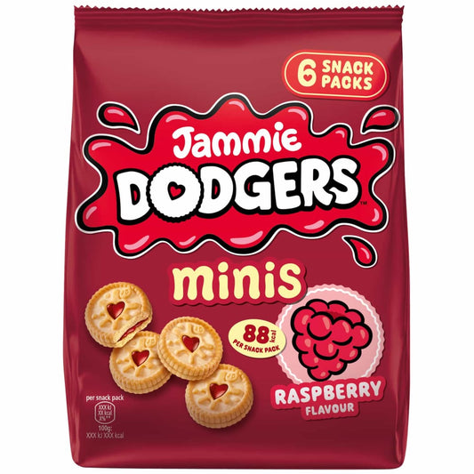 Jammie Dodgers Mini Raspberry biscuits served with a glass of milk