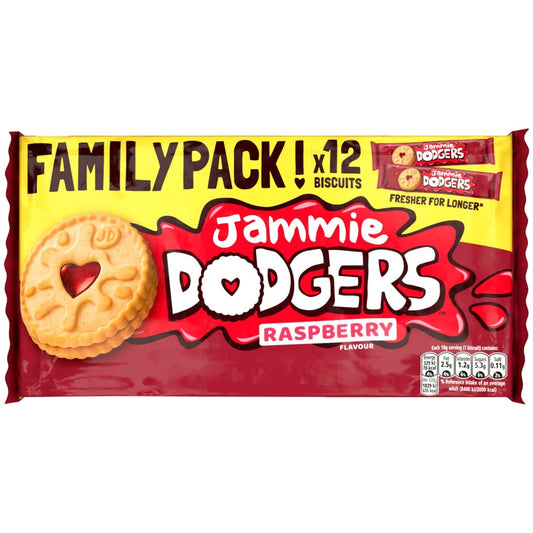Individually wrapped Jammie Dodgers raspberry jam biscuits 12 pack