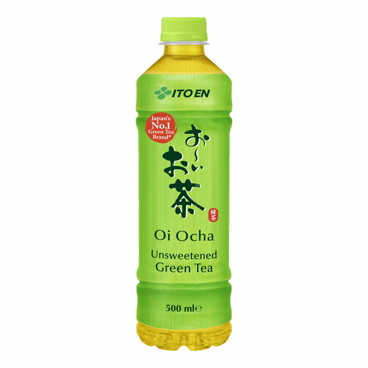 Unsweetened green tea drink in 500ml bottles