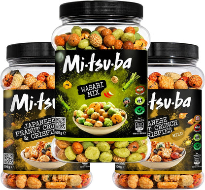 Wasabi snack mix with crunchy Japanese crackers