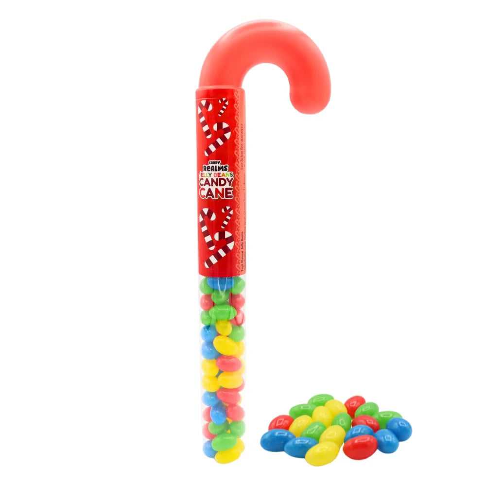 12 tubes of fruity Jelly Beans in candy cane packaging