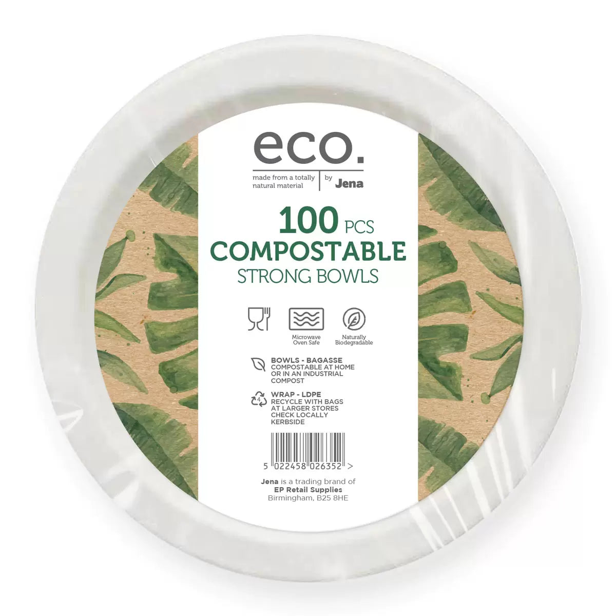 Jena Eco 100-pack compostable strong bowls for parties