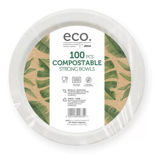 Jena Eco 100-pack compostable strong bowls for parties