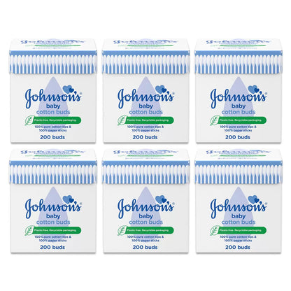 Johnson’s Cotton Buds 6 x 200 pack with pure cotton tips