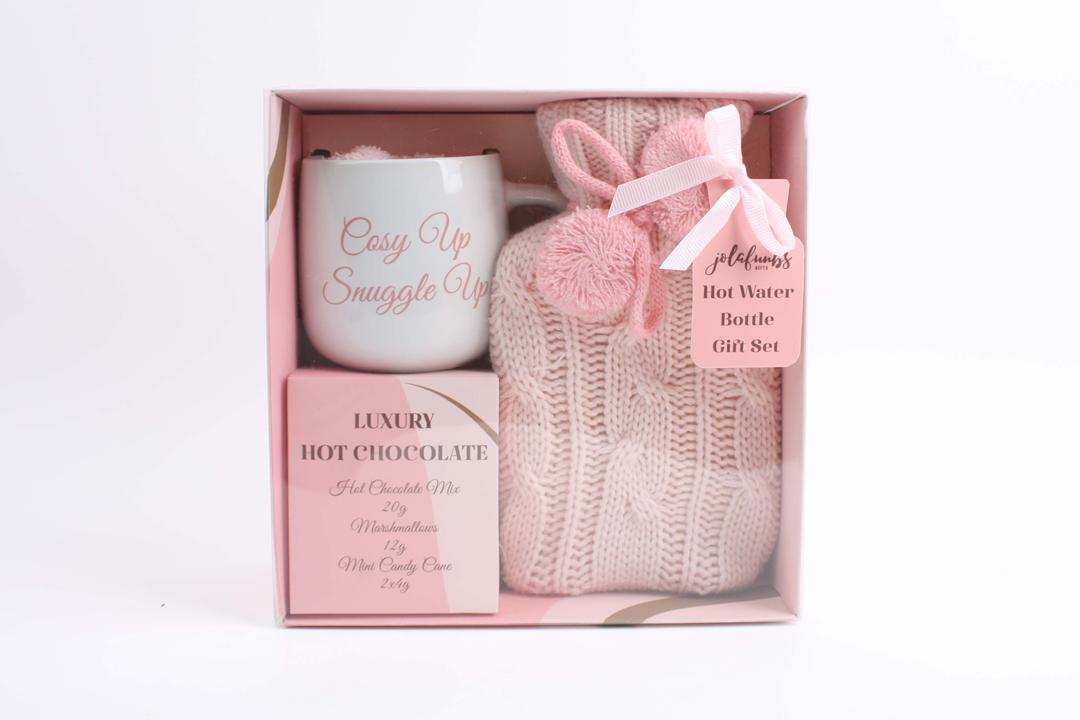 JOLAFUNBS Luxury Hot Water Bottle Pamper Gift Set with plush cover