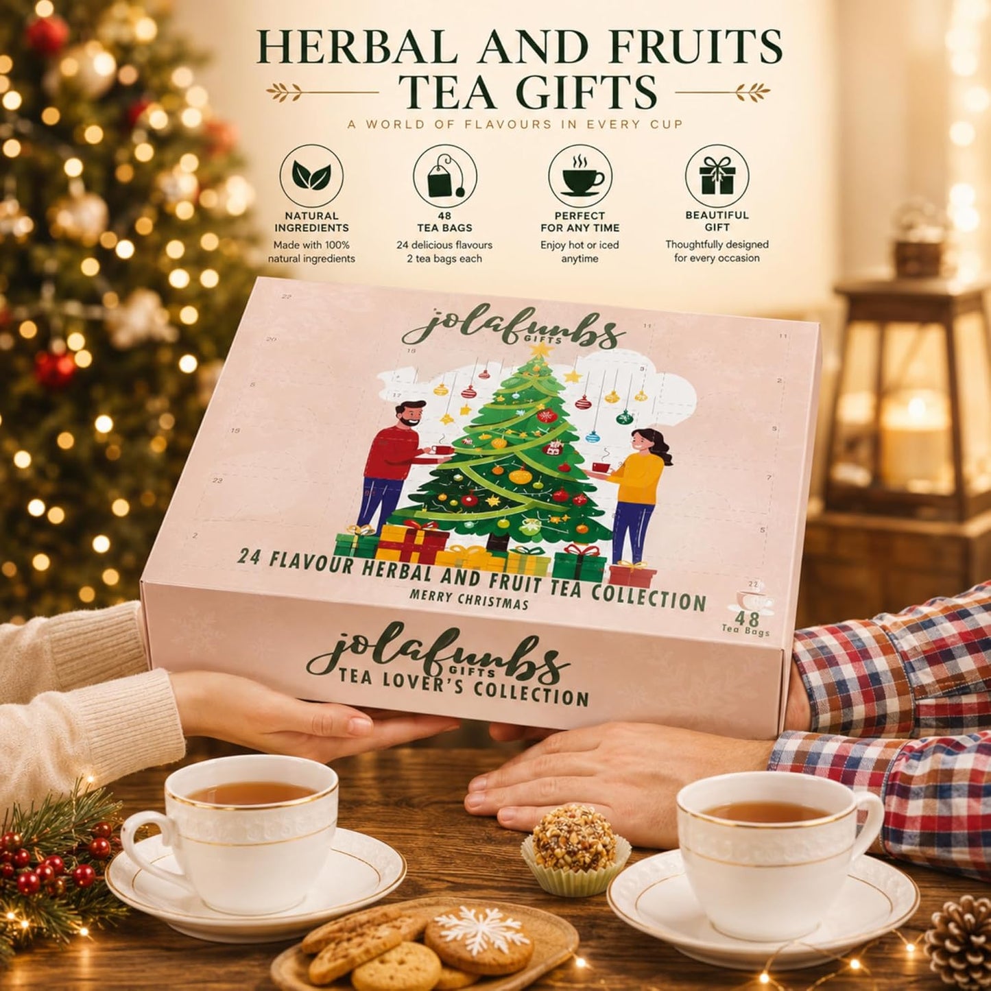 Tea lover advent calendar with 48 total tea bags