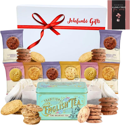 JOLAFUNBS tea hamper with 40 teabags and biscuits