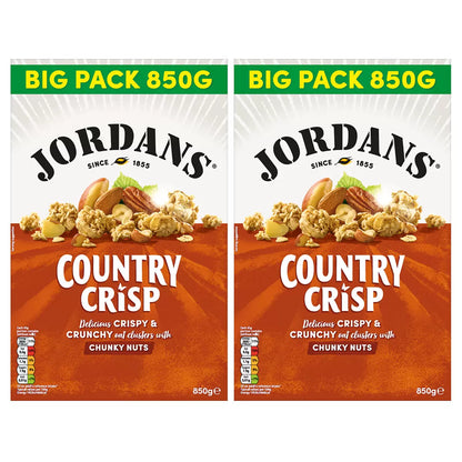 Jordans Country Crisp Chunky Nuts cereal with crunchy oats and nuts in a twin pack