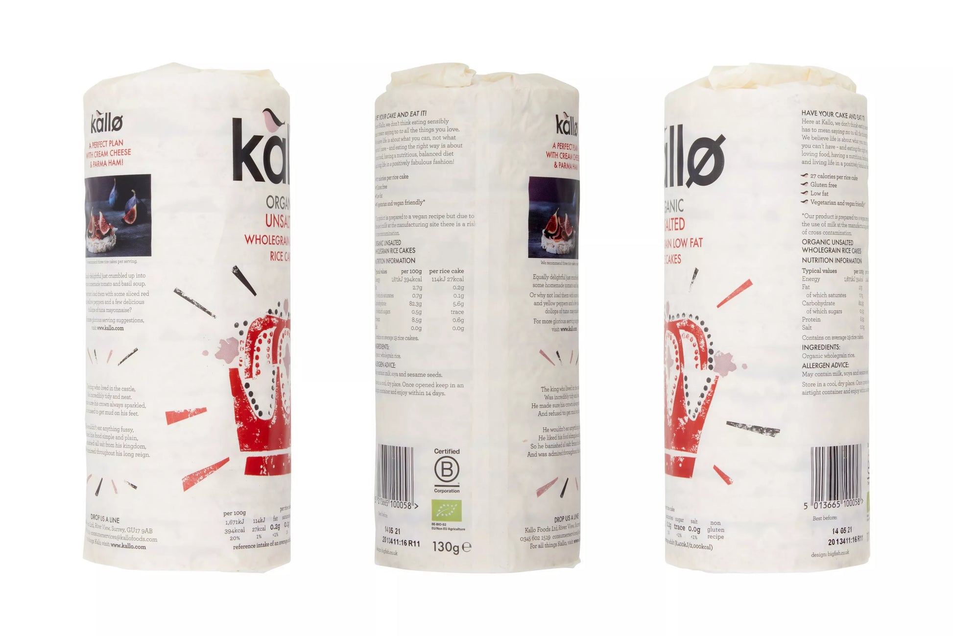 Organic wholegrain rice cakes snack