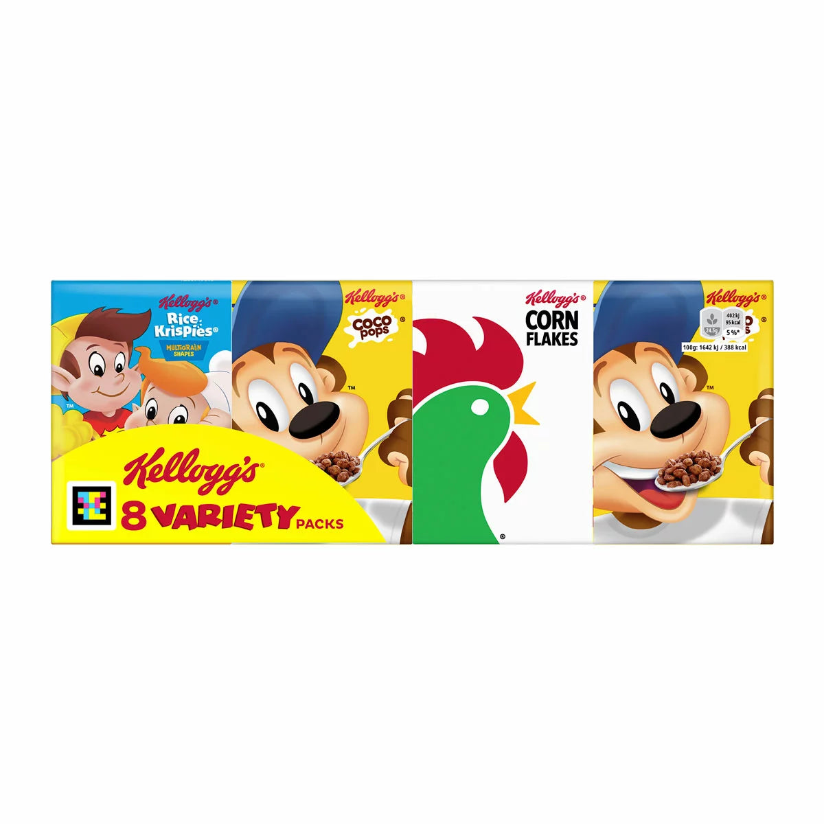 Cornflakes Coco Pops and Rice Krispies cereal selection