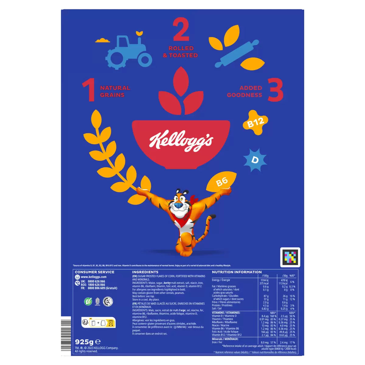 Frosted corn flakes Kellogg’s Frosties bowl with milk for breakfast