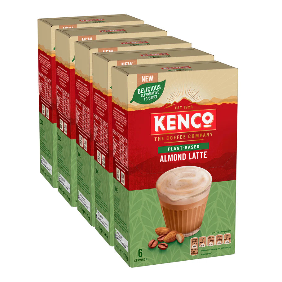Convenient Kenco almond latte sachets for quick coffee on busy mornings