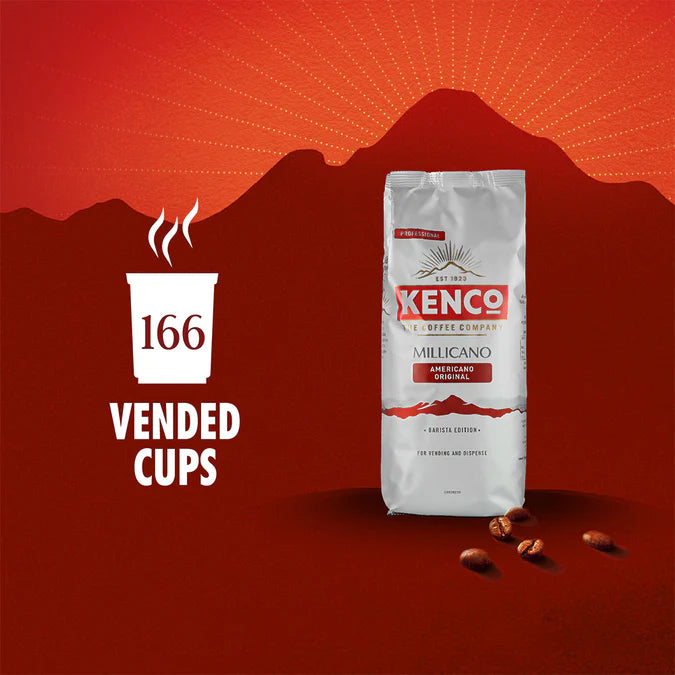 Rich, smooth Kenco Millicano Americano coffee freshly brewed in a cup.