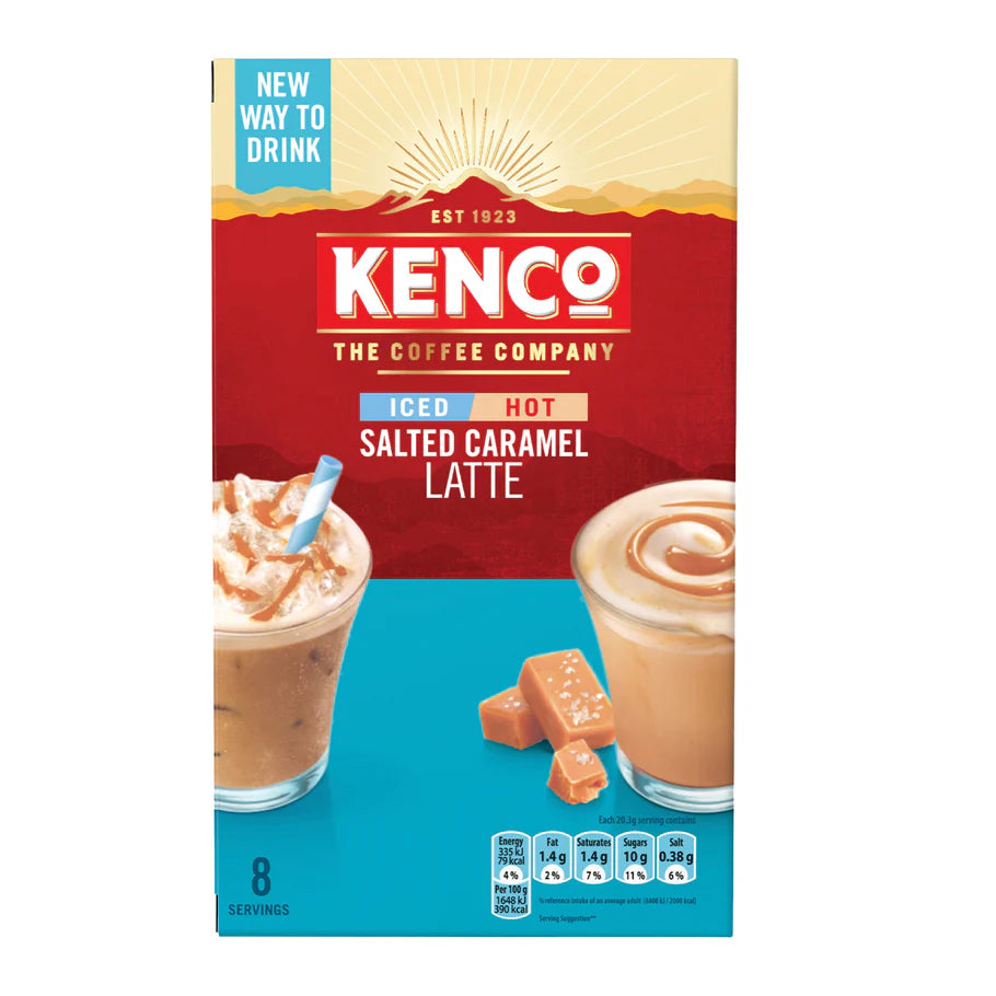 onvenient Kenco salted caramel latte sachets for coffee on the go