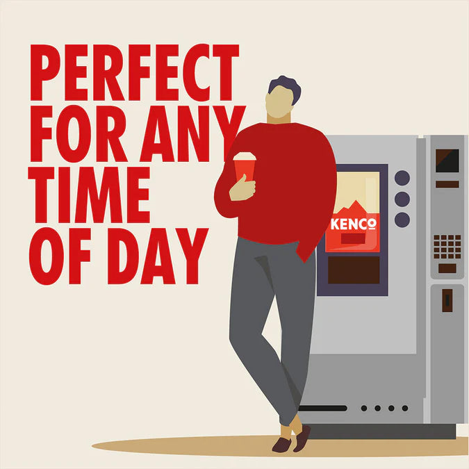 Hot water being poured over Kenco Smooth Roast Instant Coffee powder.
