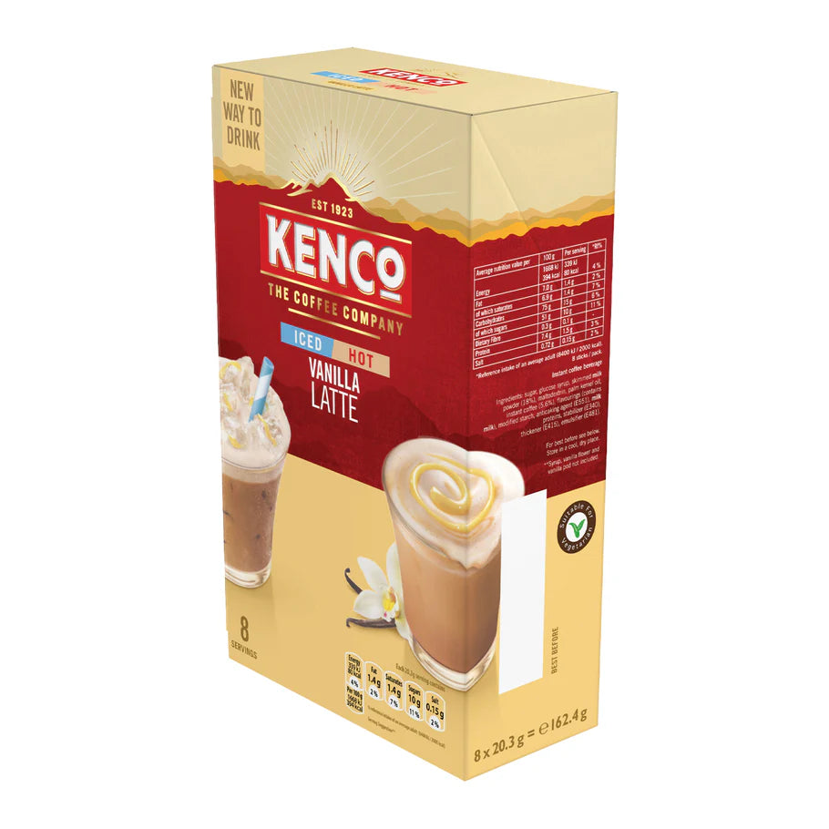 Bulk pack of 40 Kenco Vanilla Latte instant coffee sachets