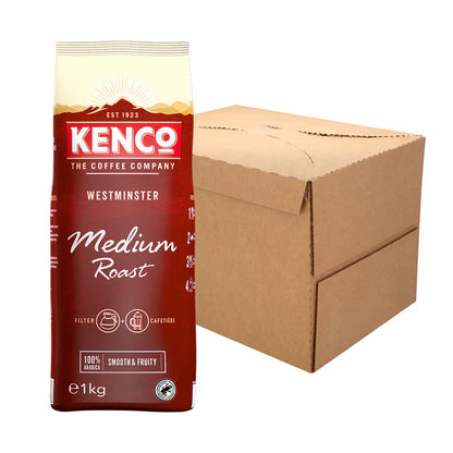 Case of Kenco Westminster Ground Coffee, six 1kg medium roast bags.