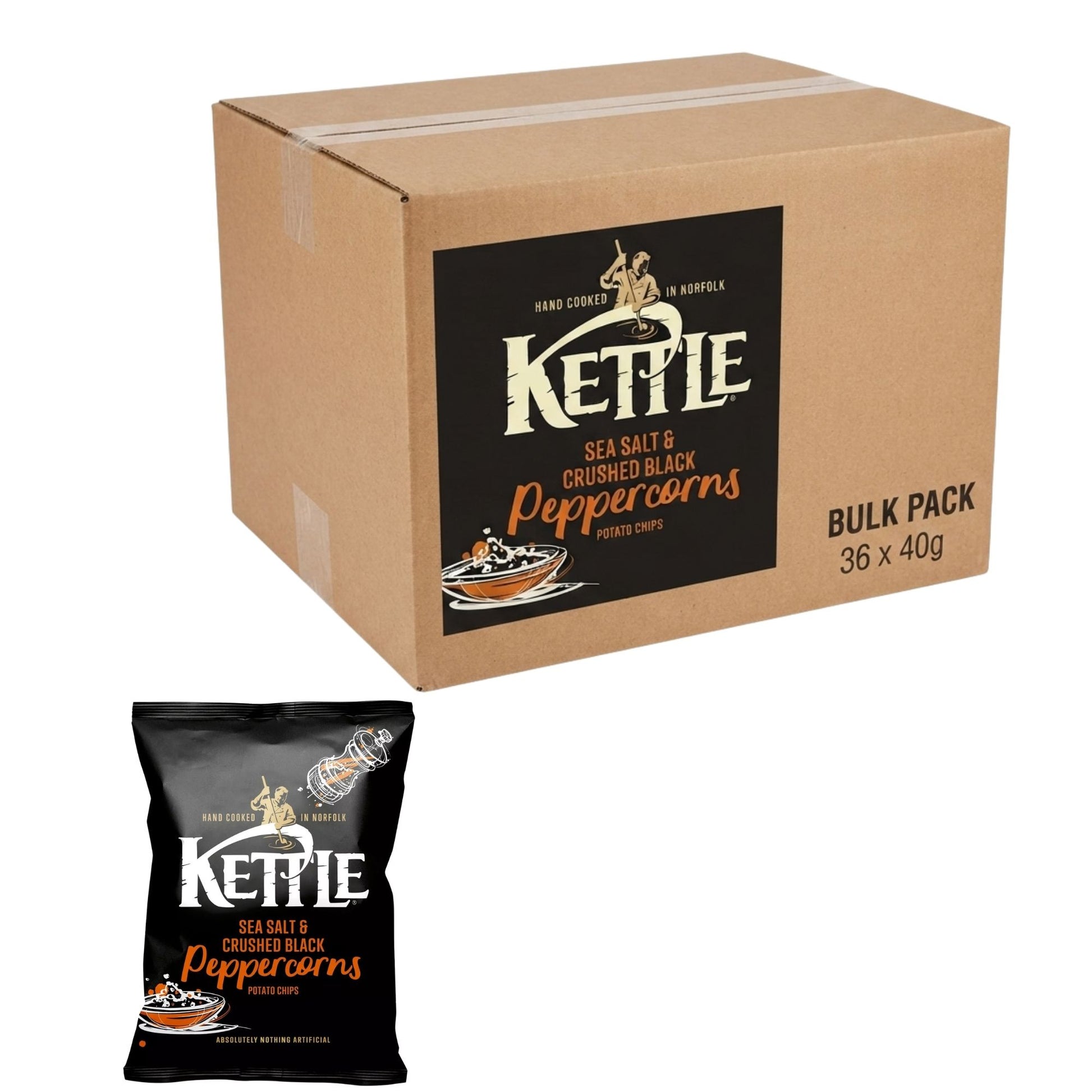 Kettle Sea Salt & Crushed Black Peppercorns Crisps 36 x 40g