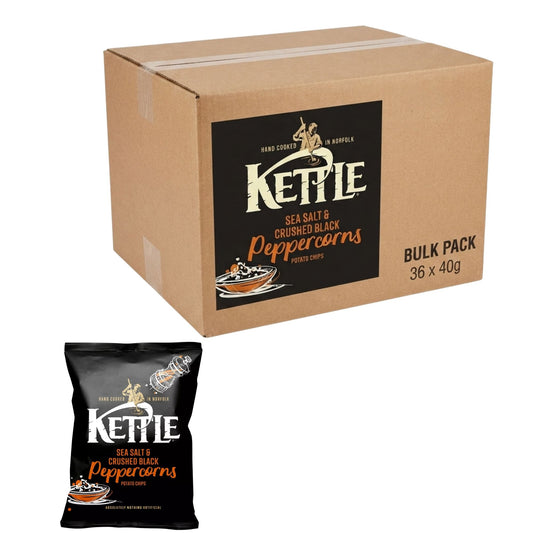 Kettle Sea Salt & Crushed Black Peppercorns Crisps 36 x 40g