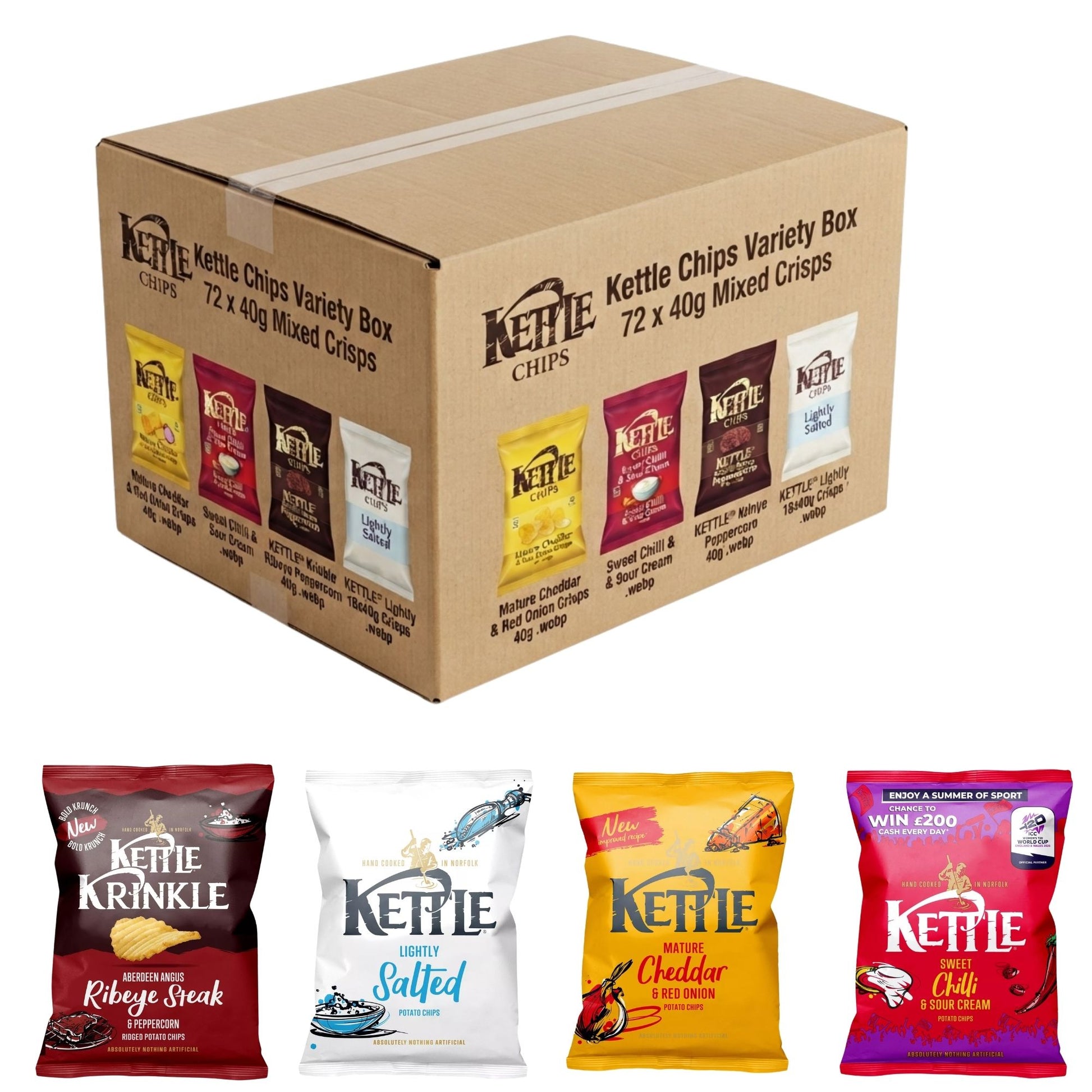 Kettle Chips Variety Box 72 x 40g Mixed Crisps