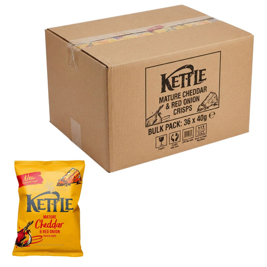 Kettle Mature Cheddar & Red Onion Crisps 36 x 40g