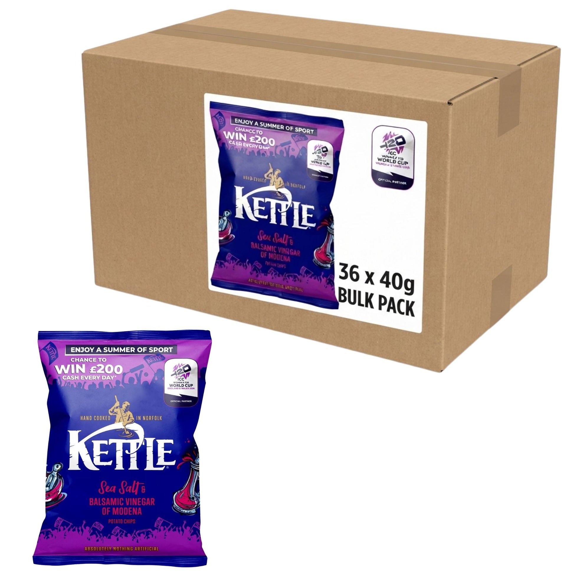 Kettle Sea Salt & Balsamic Vinegar Crisps 36 x 40g