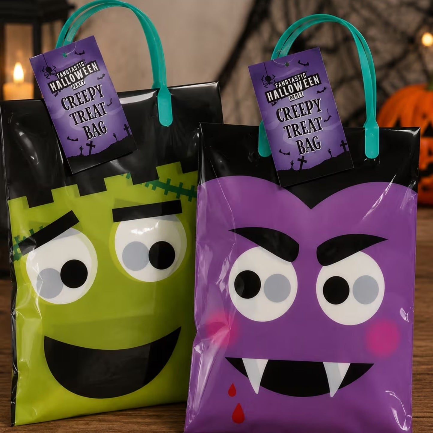 Green Frankenstein Halloween treat bags