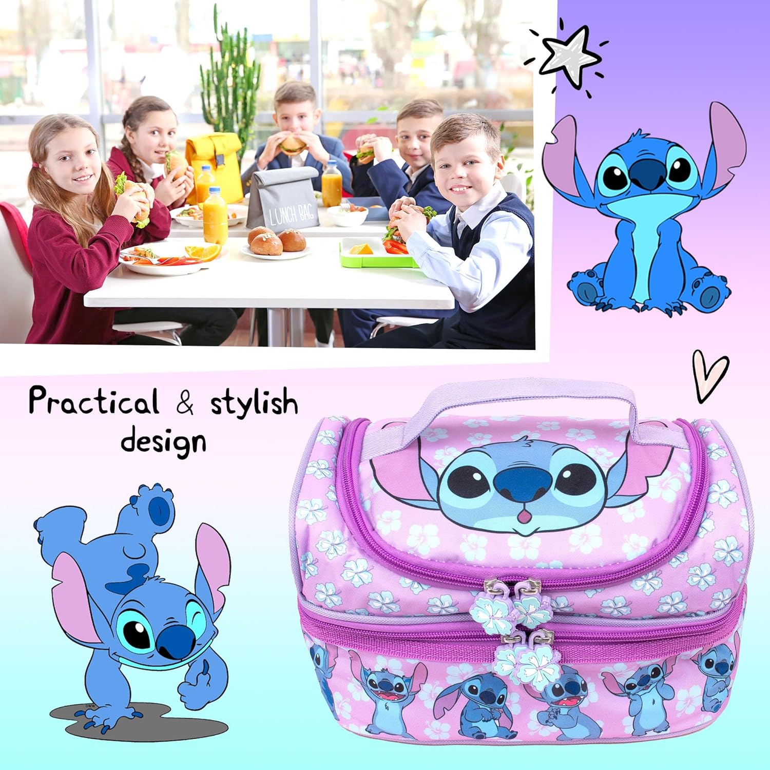 Cute Disney Stitch food carrier for school or nursery
